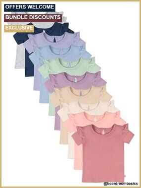 Organic Cotton Short Sleeve Ruffle T-Shirt 10 Pack Baby Toddler